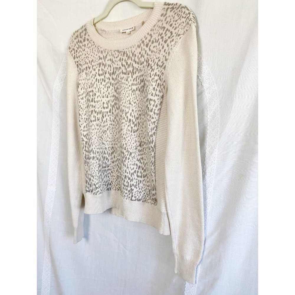 Rebecca Taylor Tomcat Leopard Pullover Cream Sweater Size Medium - Picture 6 of 9